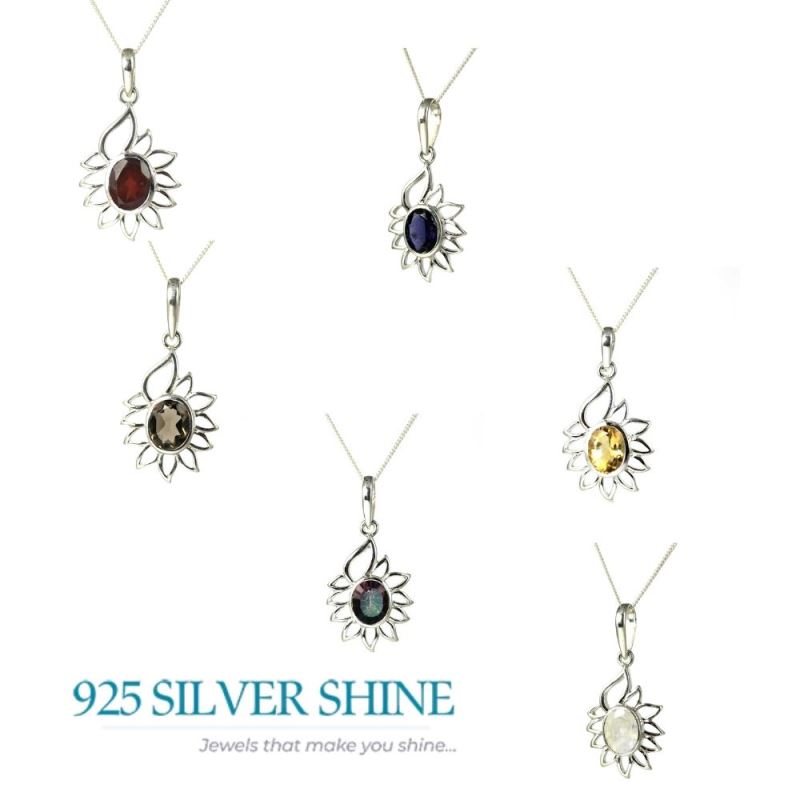 Smokey Gemstone Handmade Pendants In 925 Sterling Silver Jewelry 925SP218-3_2