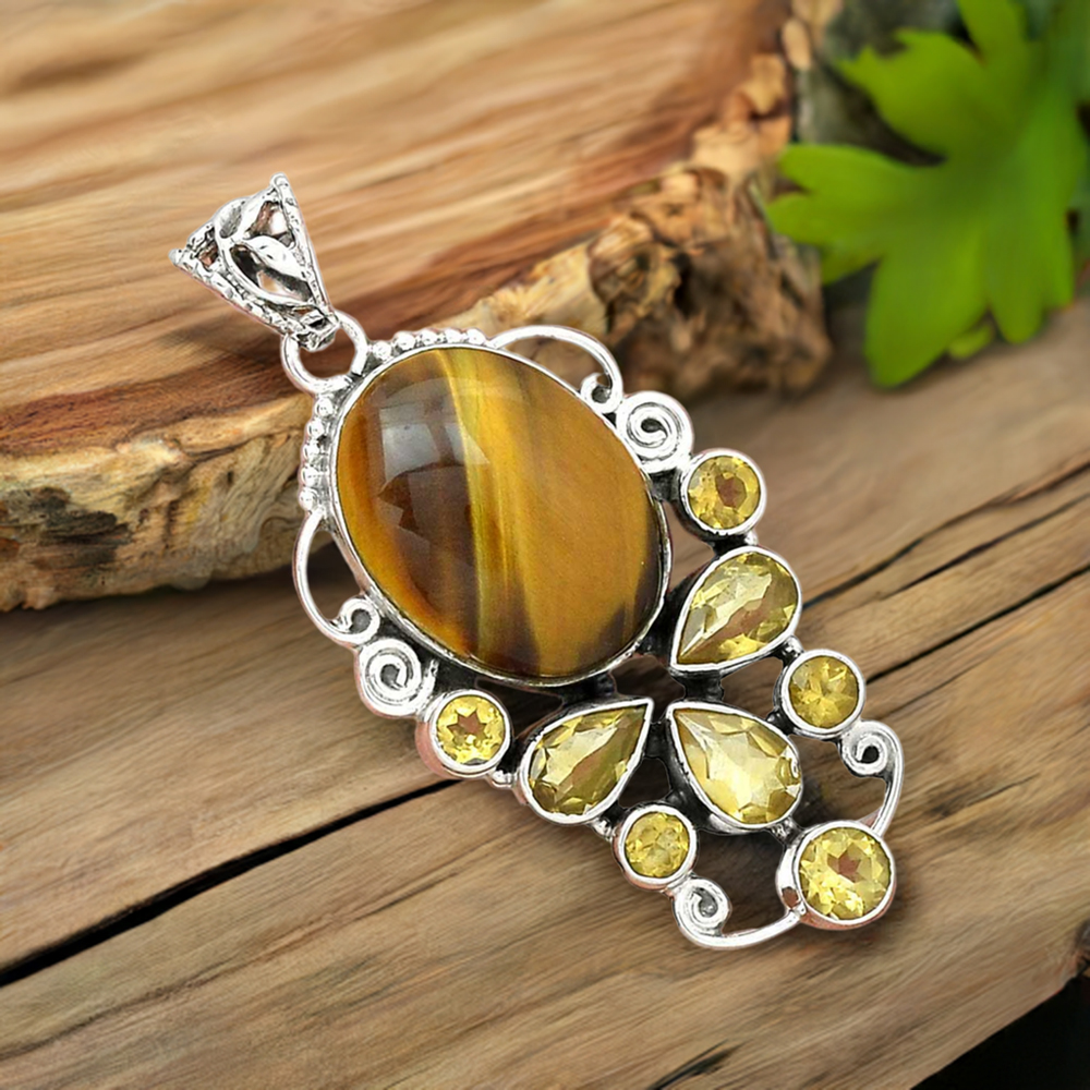 925 Fine Silver Pendants In Multi Gemstone Jewelry 925SP22-1