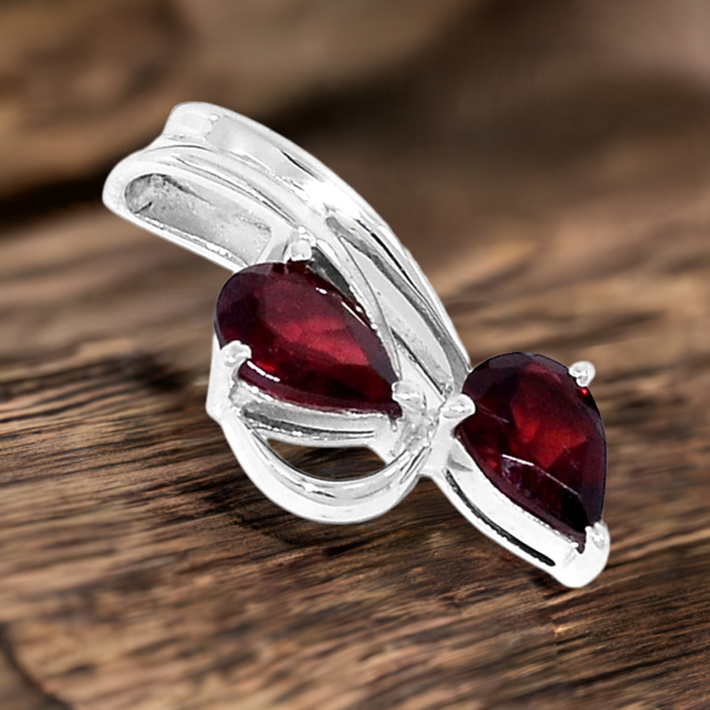 Fine Sterling Silver Pendants In Garnet Gemstone Jewelry 925SP221-6