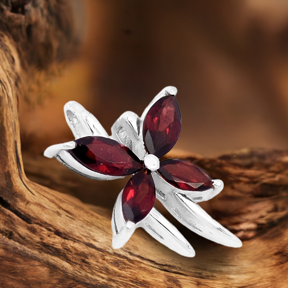 925 Solid Silver Pendants In Garnet Gemstone Jewelry 925SP223-1