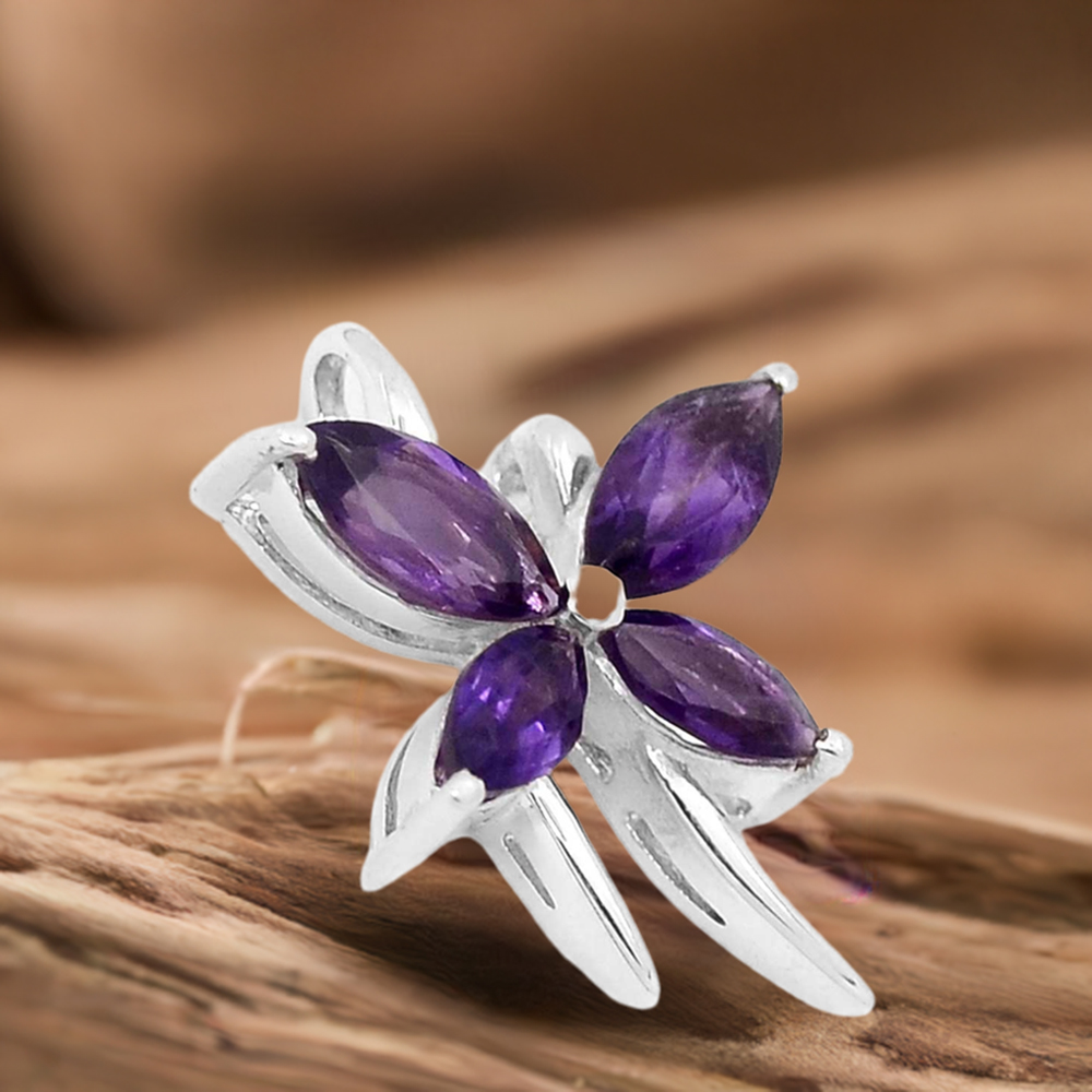 925 Fine Silver Pendants In Amethyst Gemstone Jewelry 925SP223-2