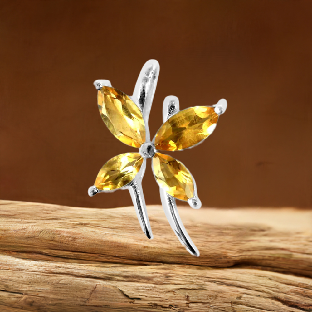 Fine Sterling Silver Pendants In Citrine Gemstone Jewelry 925SP223-5