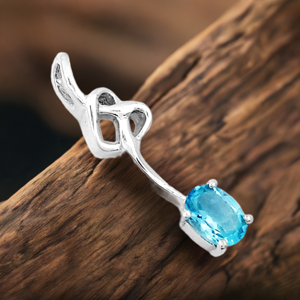 Blue Topaz Gemstone Handmade Pendants In 925 Sterling Silver Jewelry 925SP225-1