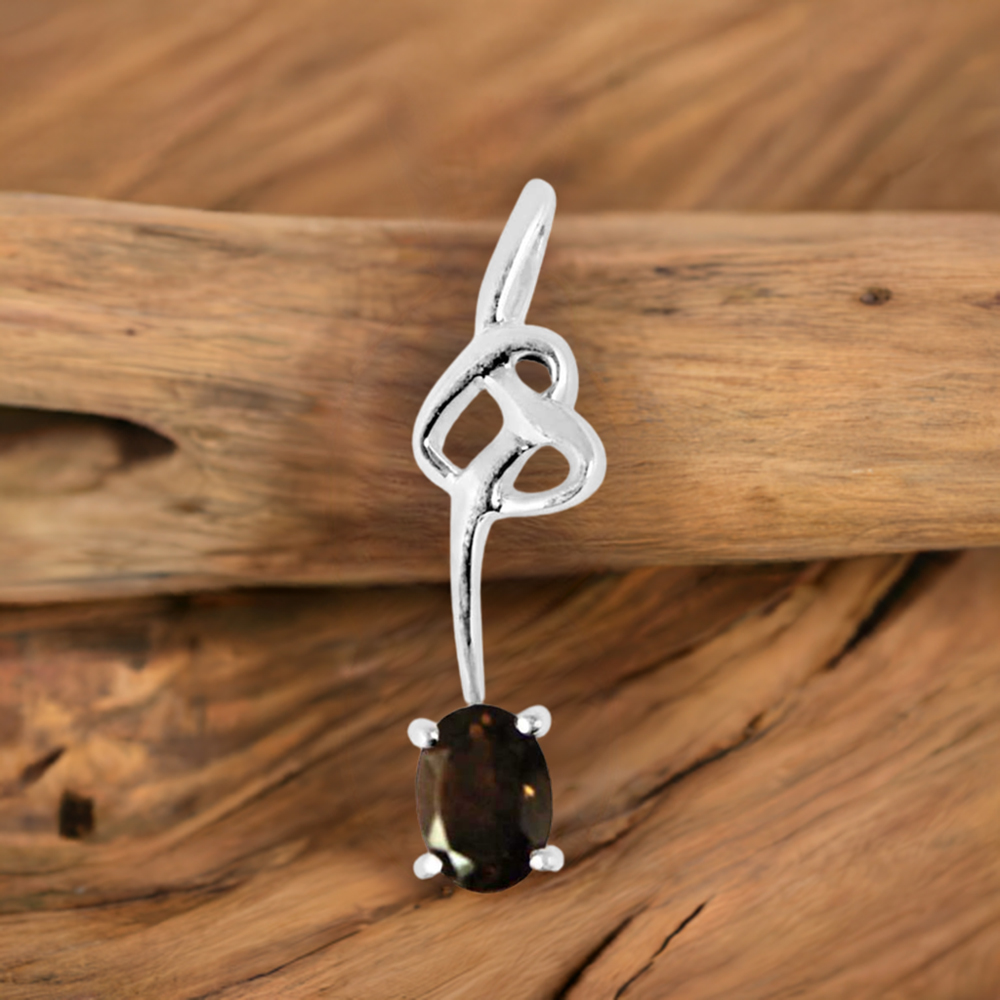 Smokey Gemstone Pendants In Solid Sterling Silver Jewelry 925SP225-2