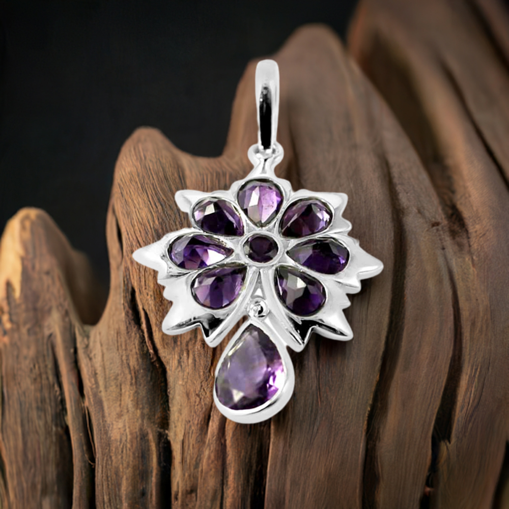 Amethyst Gemstone Pendants In Fine Sterling Silver Jewelry 925SP226-4