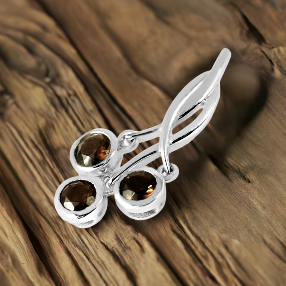 Smokey Gemstone Pendants In 925 Fine Silver Jewelry 925SP227-1