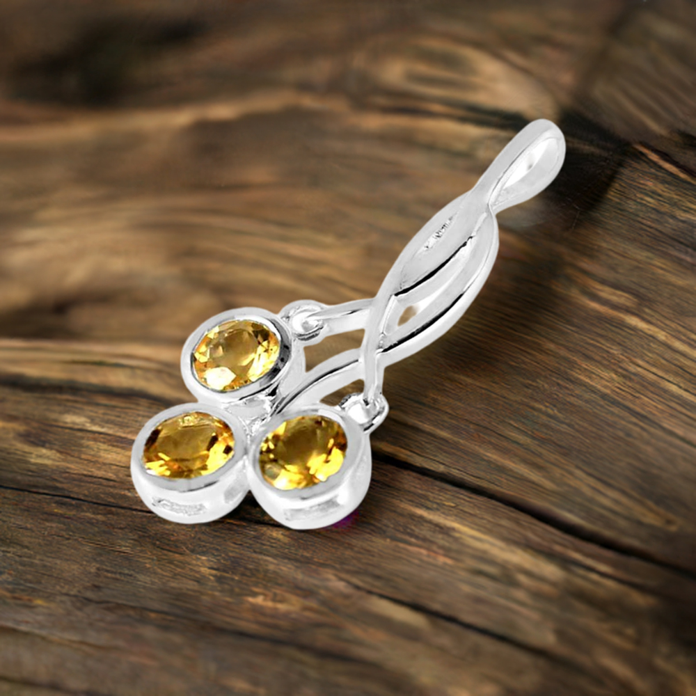 Citrine Gemstone Pendants In 925 Solid Silver Jewelry 925SP227-5