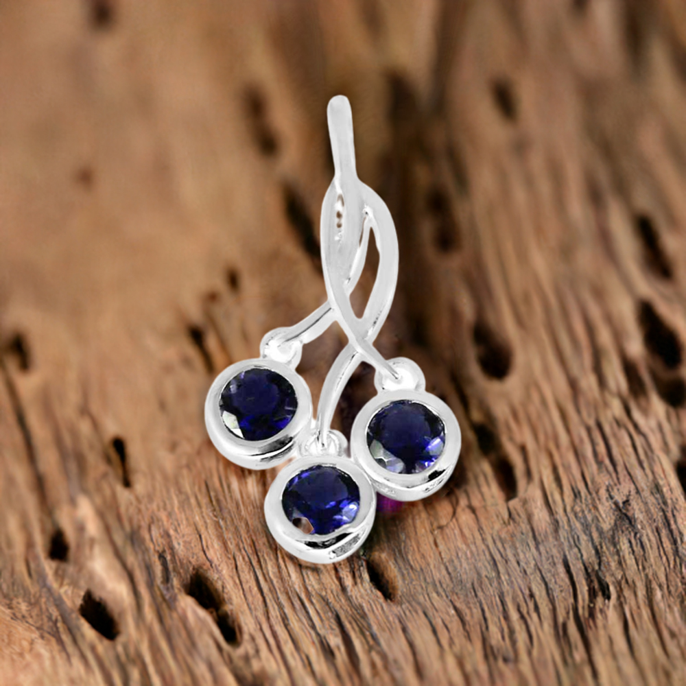 Iolite Gemstone Pendants In 925 Fine Silver Jewelry 925SP227-6