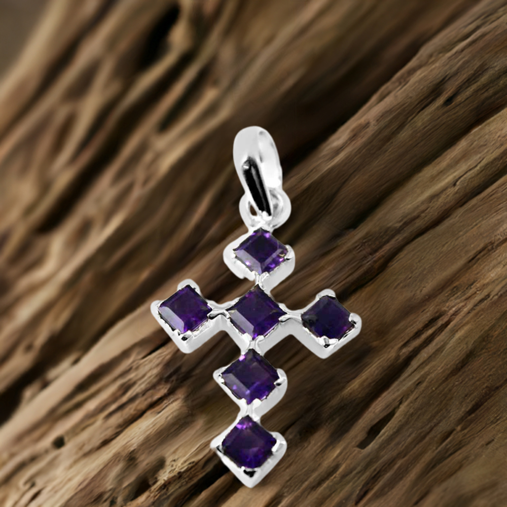 Amethyst Gemstone Pendants In 925 Solid Silver Jewelry 925SP228-3