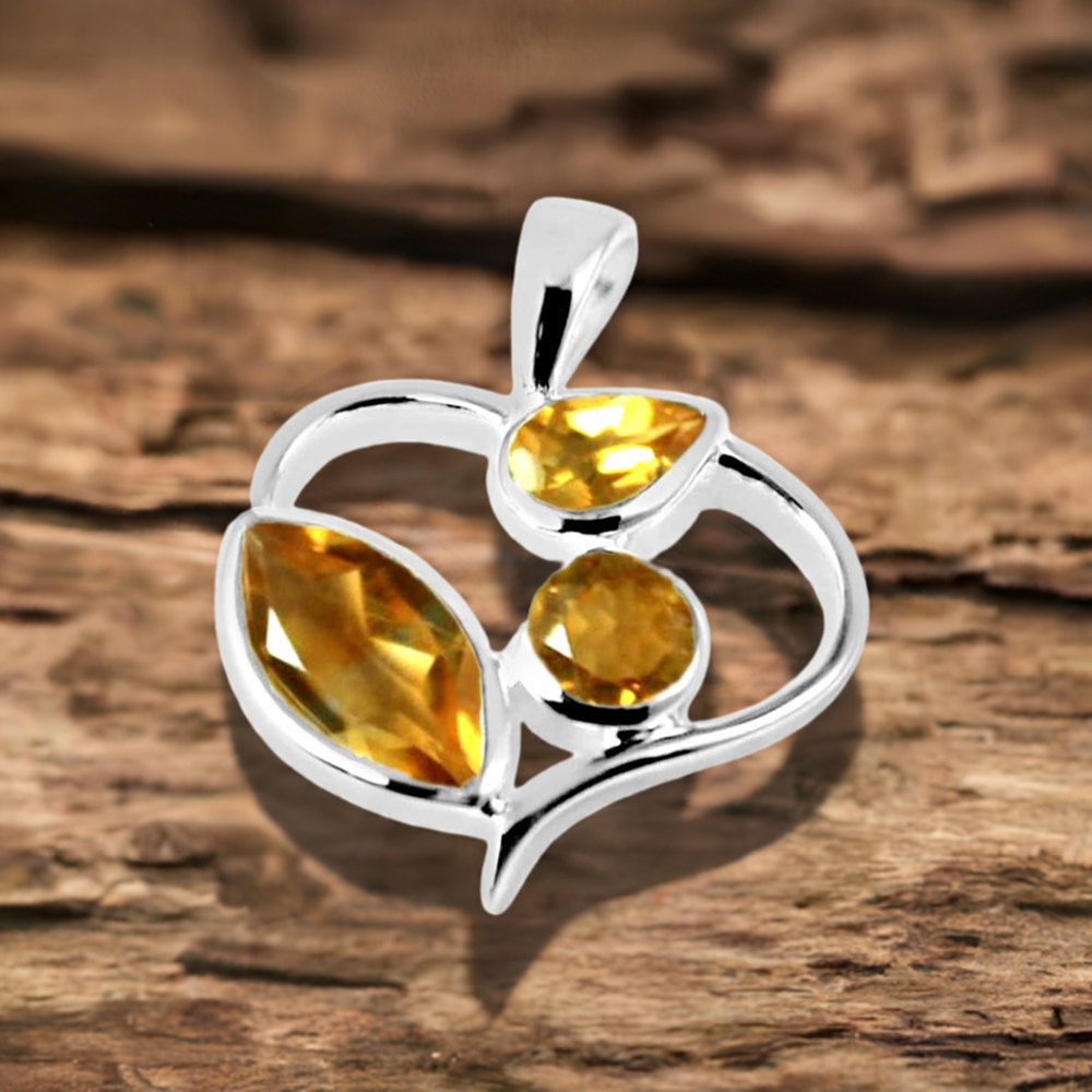 925 Solid Silver Pendants In Citrine Gemstone Jewelry 925SP229-2