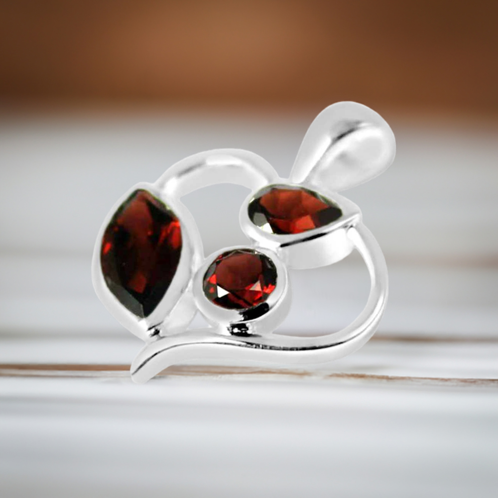 925 Fine Silver Pendants In Garnet Gemstone Jewelry 925SP229-3