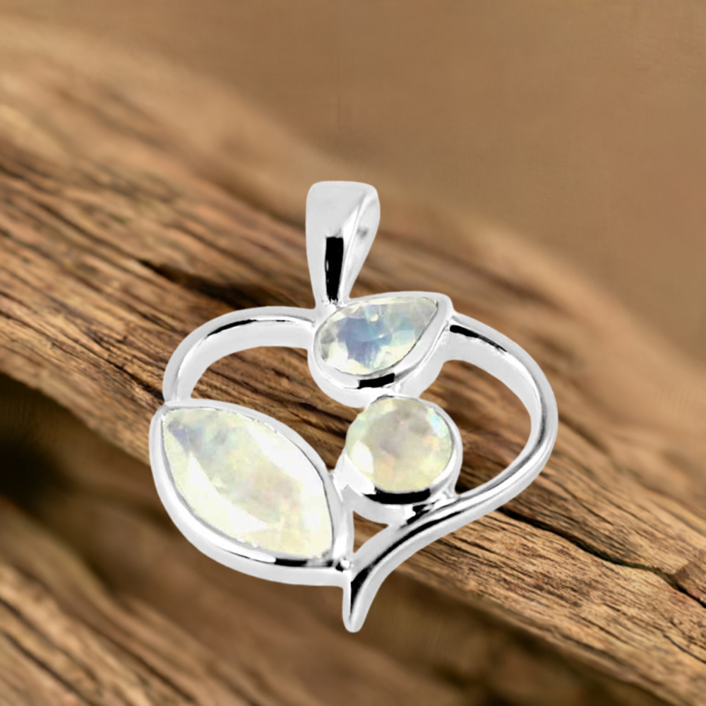 Solid Sterling Silver Handmade Pendants In Rainbow Gemstone Jewelry 925SP229-5