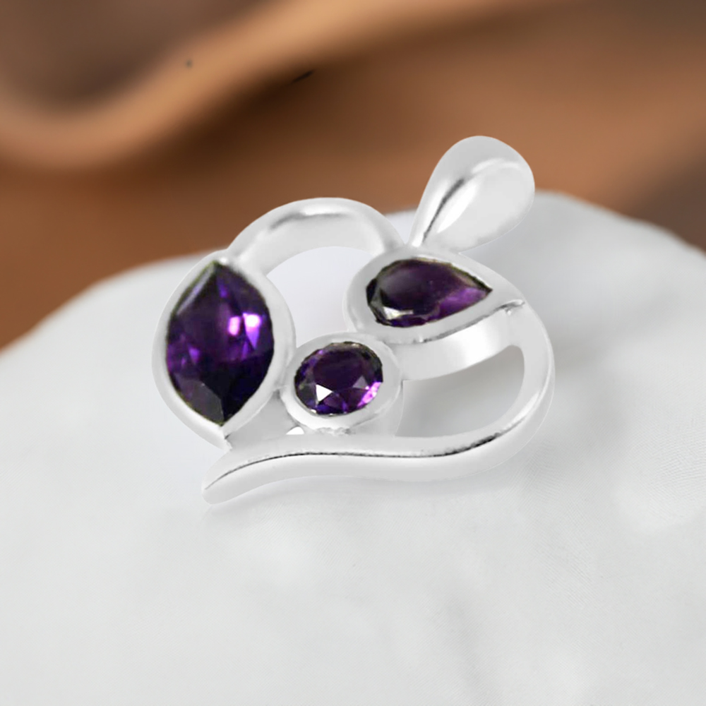 925 Fine Silver Pendants In Amethyst Gemstone Jewelry 925SP229-8