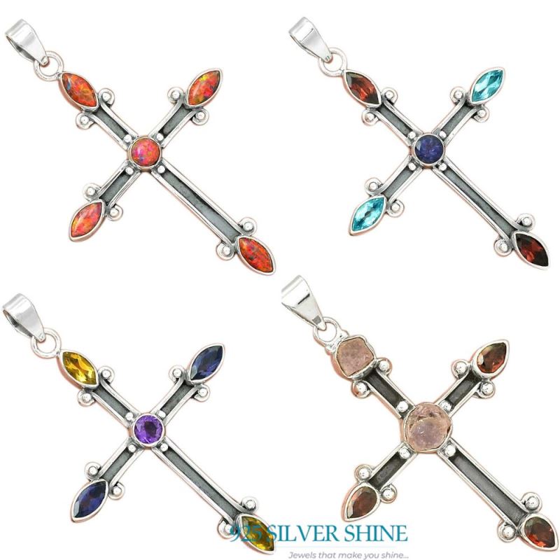 925 Fine Silver Pendants In Opal Gemstone Jewelry 925SP23-3_3