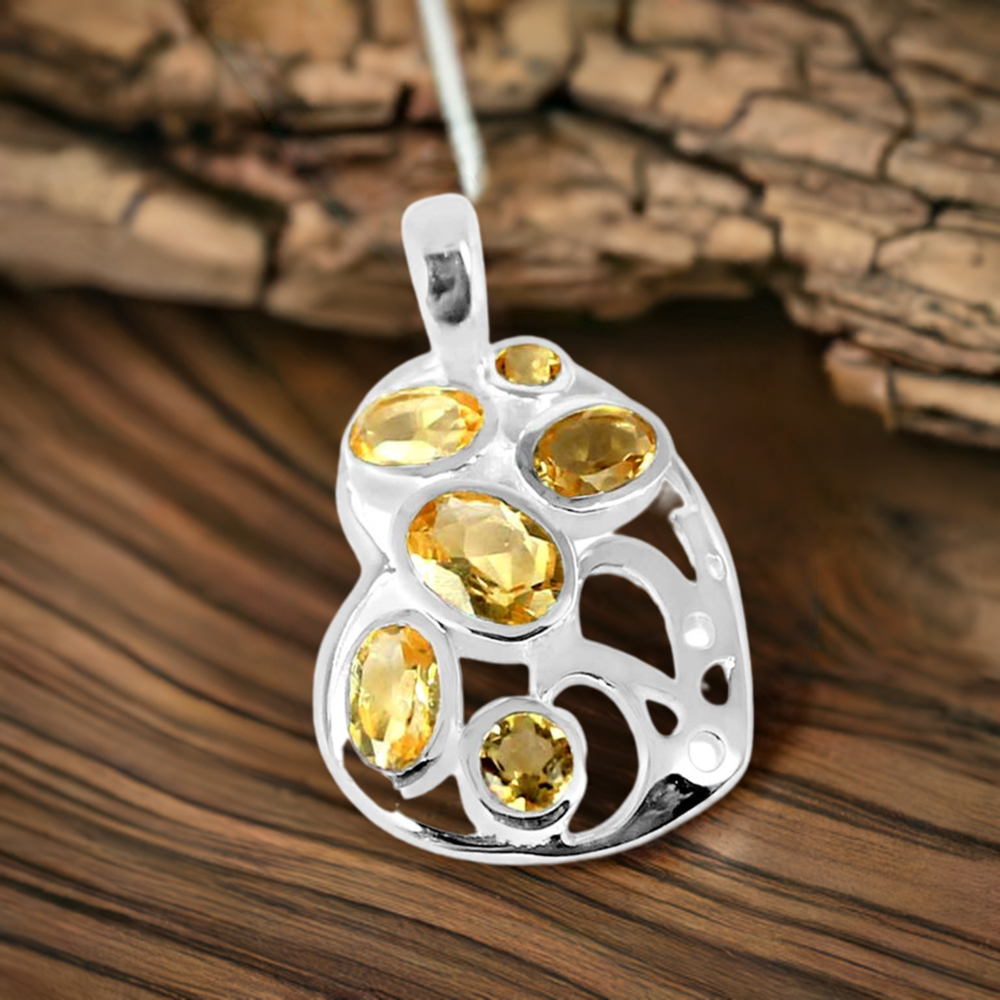 925 Sterling Silver Handmade Pendants In Citrine Gemstone Jewelry 925SP230-1