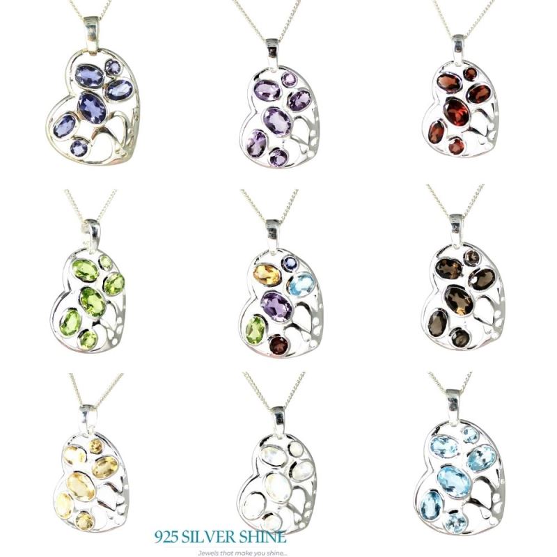 Fine Sterling Silver Pendants In Blue Topaz Gemstone Jewelry 925SP230-3_1