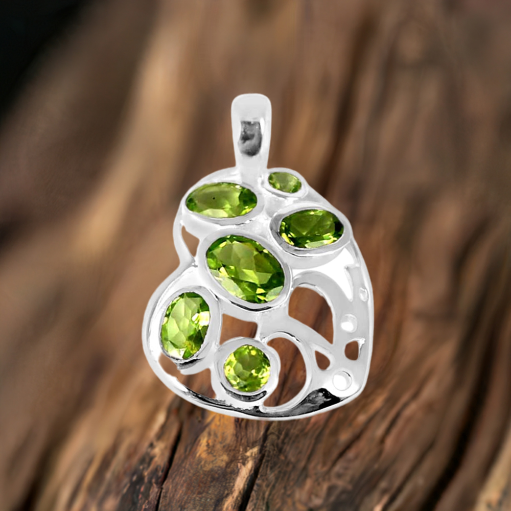 925 Solid Silver Pendants In Peridot Gemstone Jewelry 925SP230-4