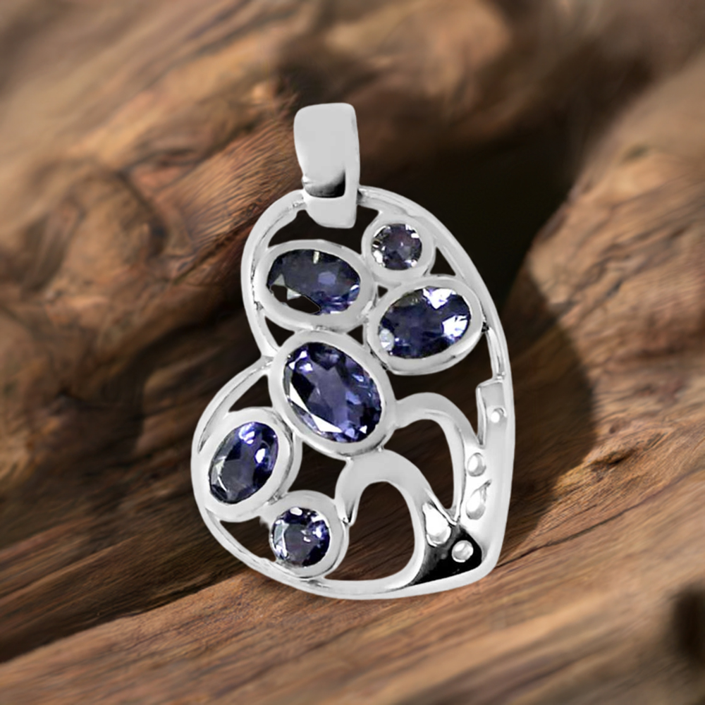 925 Solid Silver Pendants In Iolite Gemstone Jewelry 925SP230-9