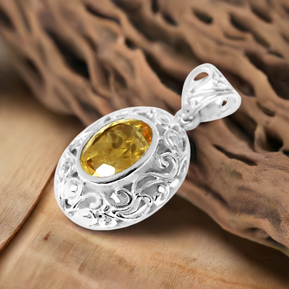 925 Sterling Silver Round orders Cut Citrine Pendant, Wholesale Pricing