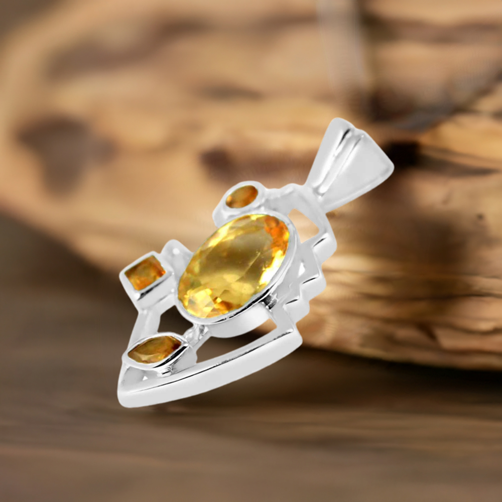 Citrine Gemstone Pendants In Fine Sterling Silver Jewelry 925SP234-1