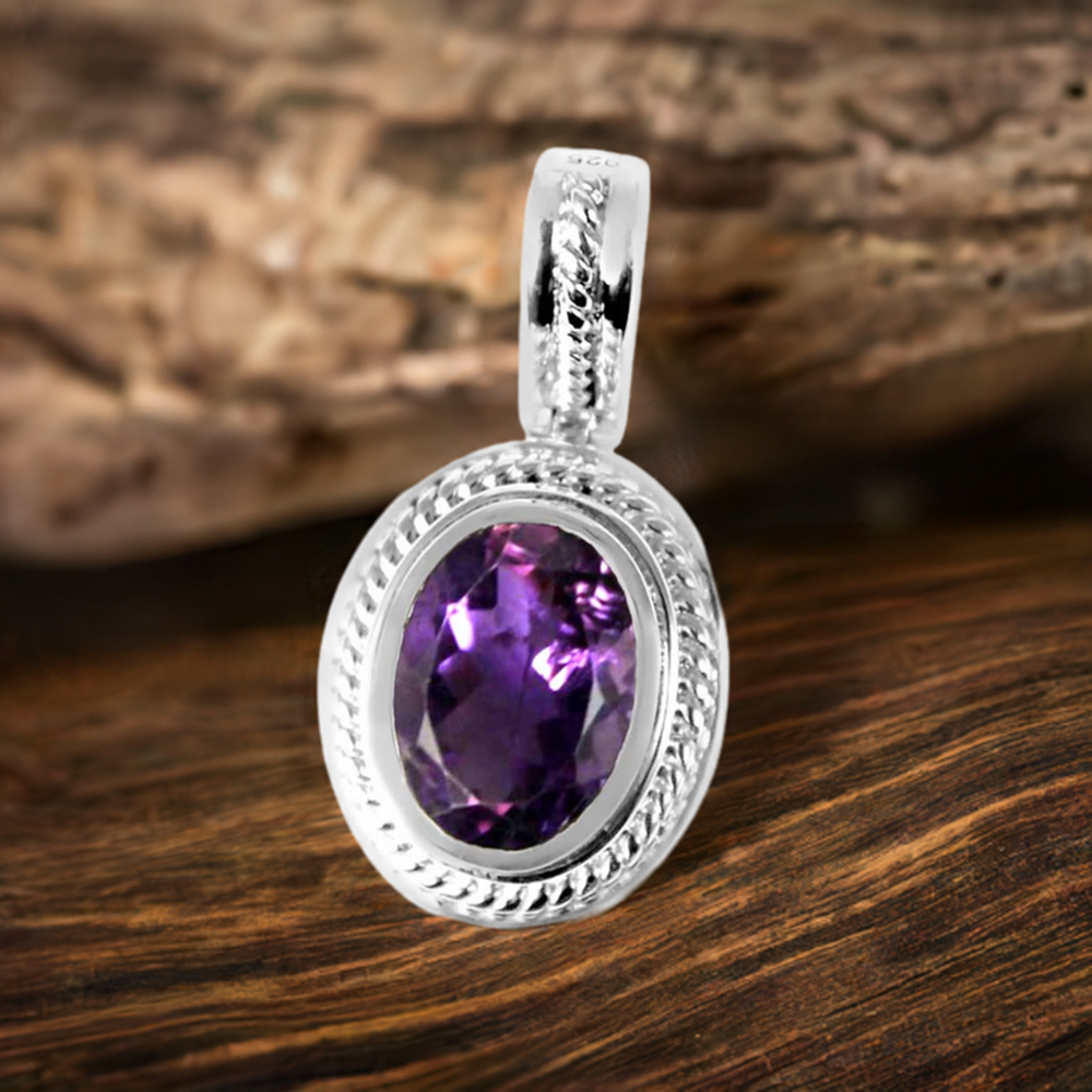 Amethyst Gemstone Handmade Pendants In Solid Sterling Silver Jewelry 925SP235-4