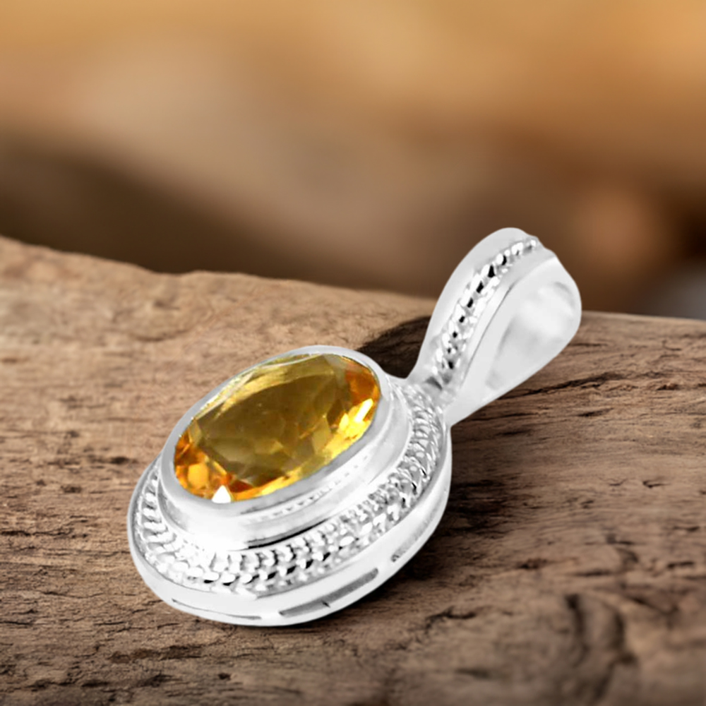 Citrine Gemstone Pendants In 925 Solid Silver Jewelry 925SP235-6