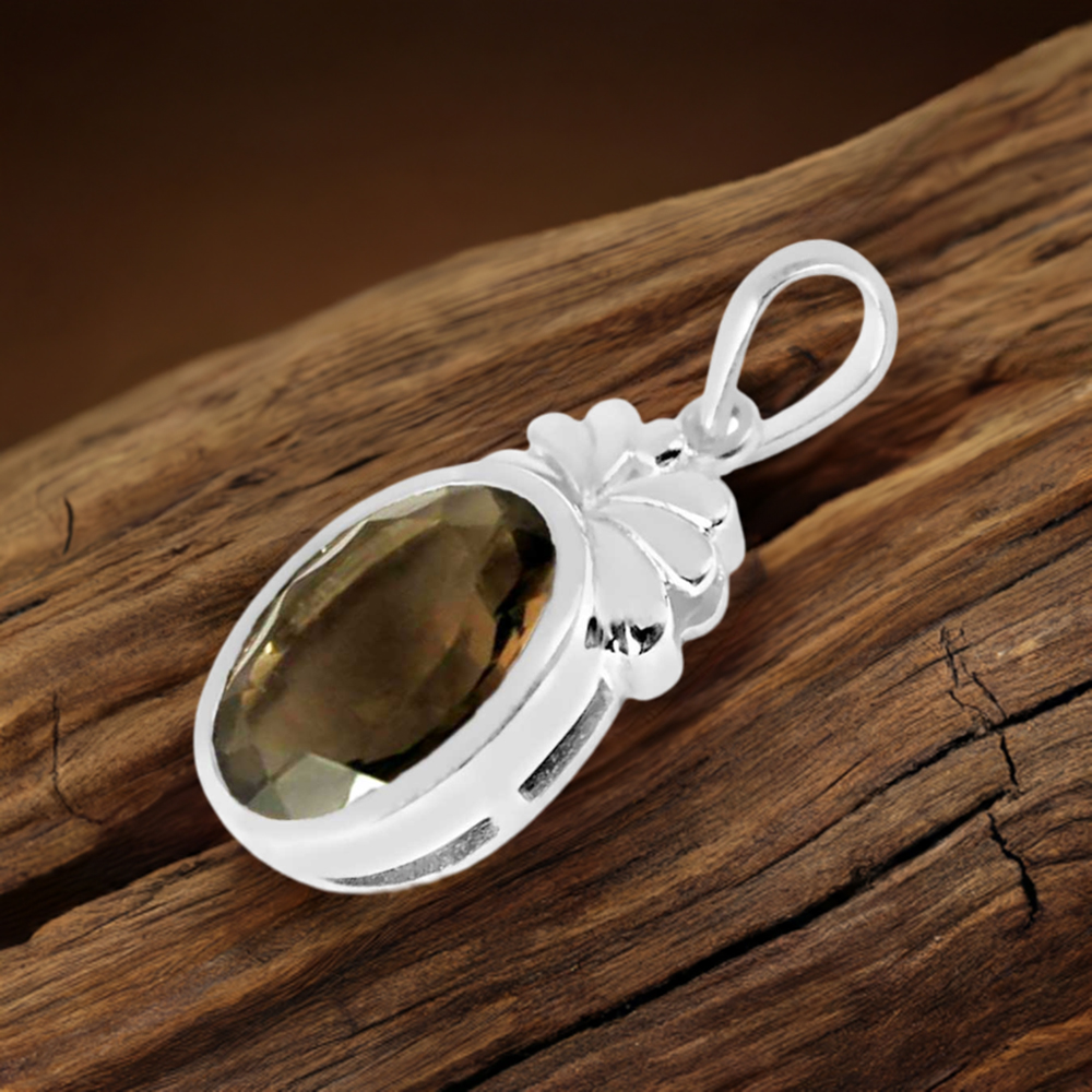 Smokey Gemstone Pendants In 925 Fine Silver Jewelry 925SP236-1