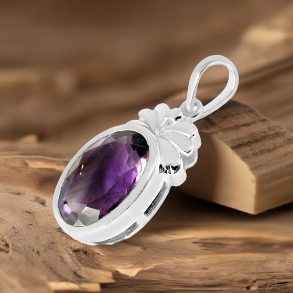 Amethyst Gemstone Handmade Pendants In Solid Sterling Silver Jewelry 925SP236-3