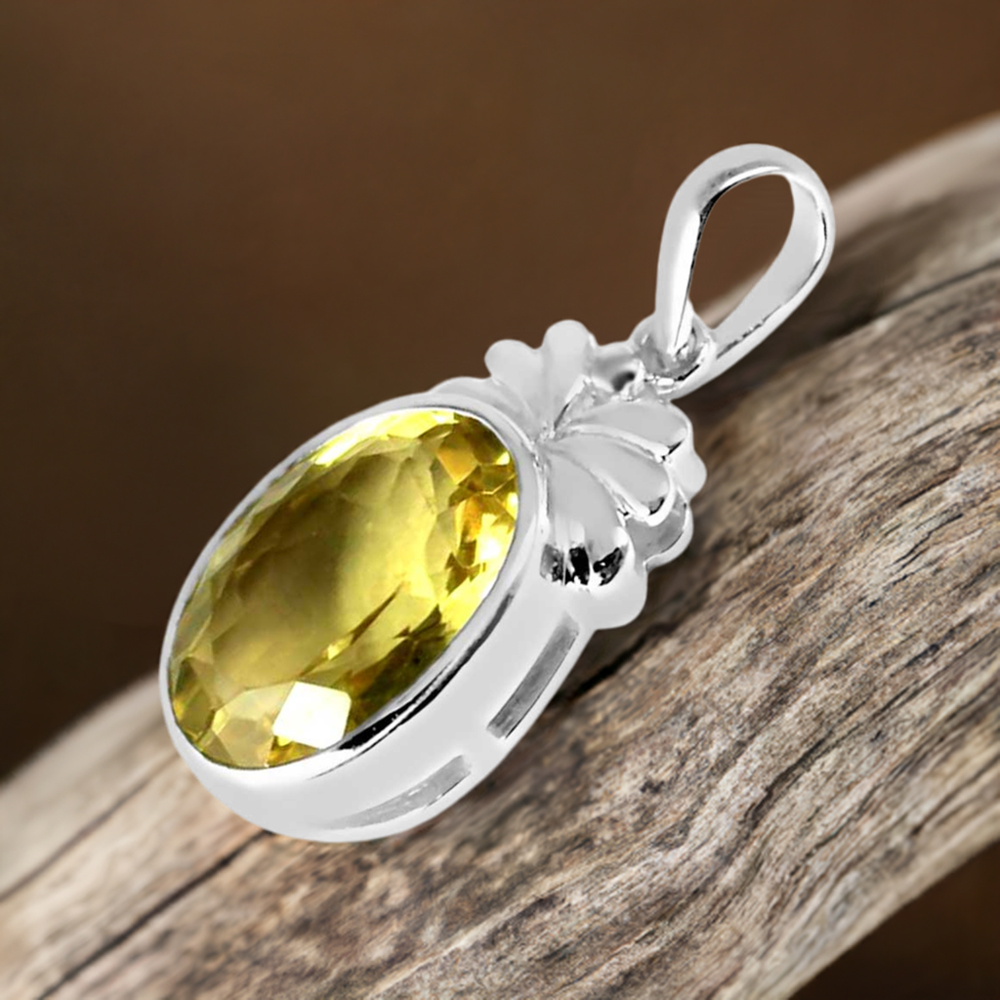 Lemon Quartz Gemstone Pendants In Fine Sterling Silver Jewelry 925SP236-4