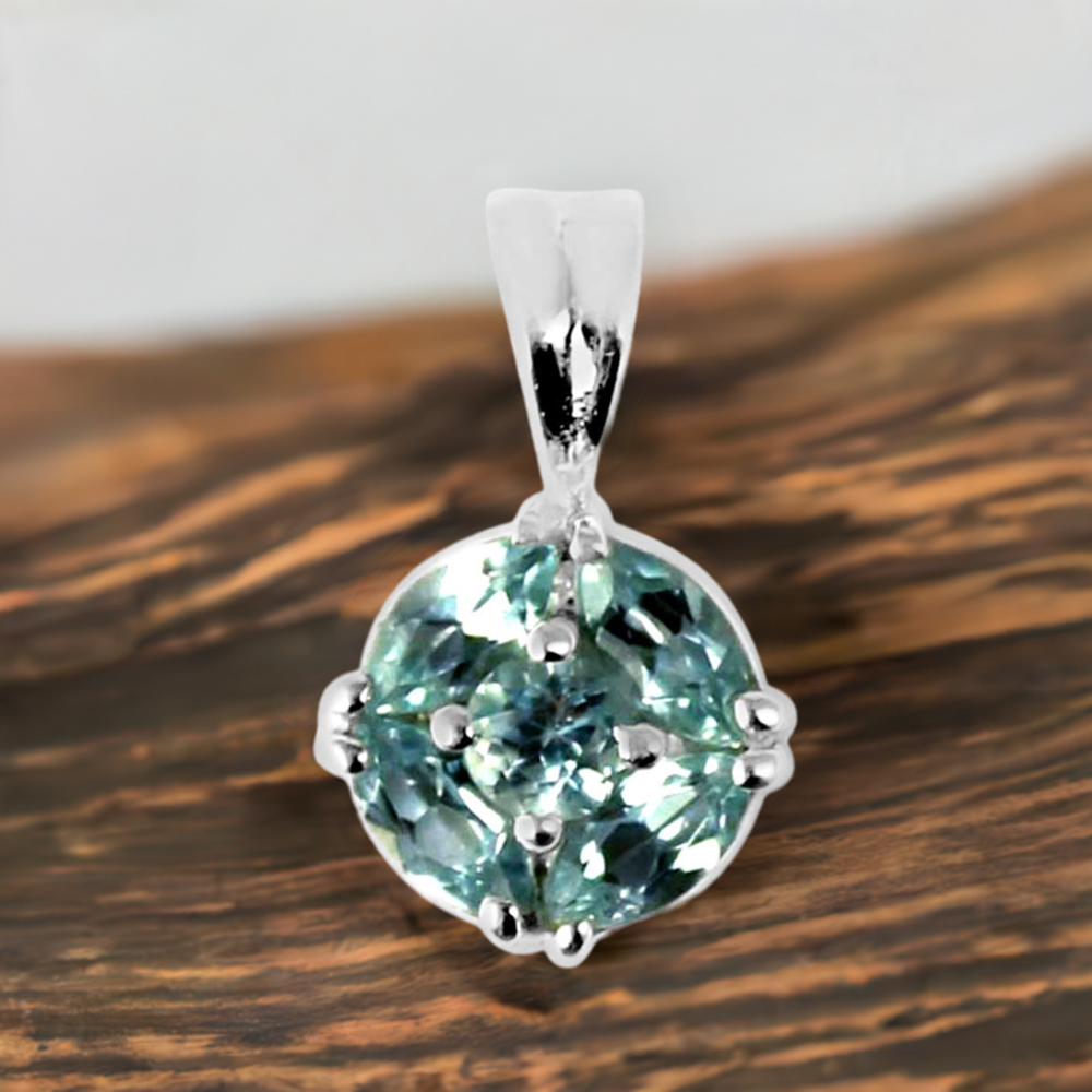 Blue Topaz Gemstone Pendants In 925 Fine Silver Jewelry 925SP237-2
