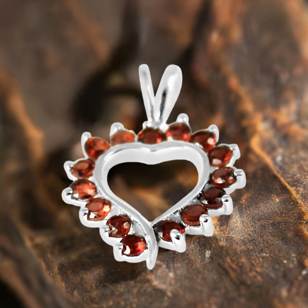 925 Fine Silver Pendants In Garnet Gemstone Jewelry 925SP238-2