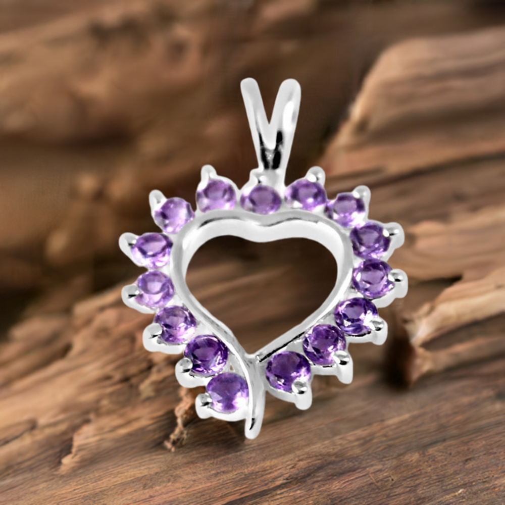 925 Sterling Silver Handmade Pendants In Amethyst Gemstone Jewelry 925SP238-3