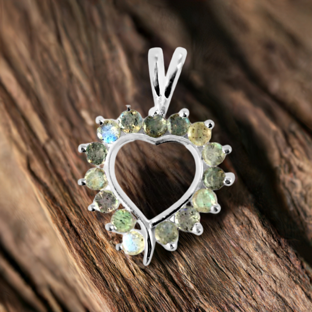 Fine Sterling Silver Pendants In Labradorite Gemstone Jewelry 925SP238-5