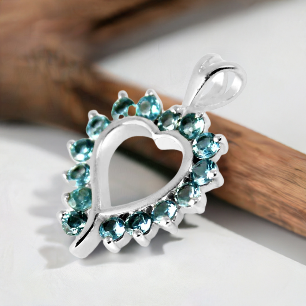 Solid Sterling Silver Handmade Pendants In Blue Topaz Gemstone Jewelry 925SP238-9