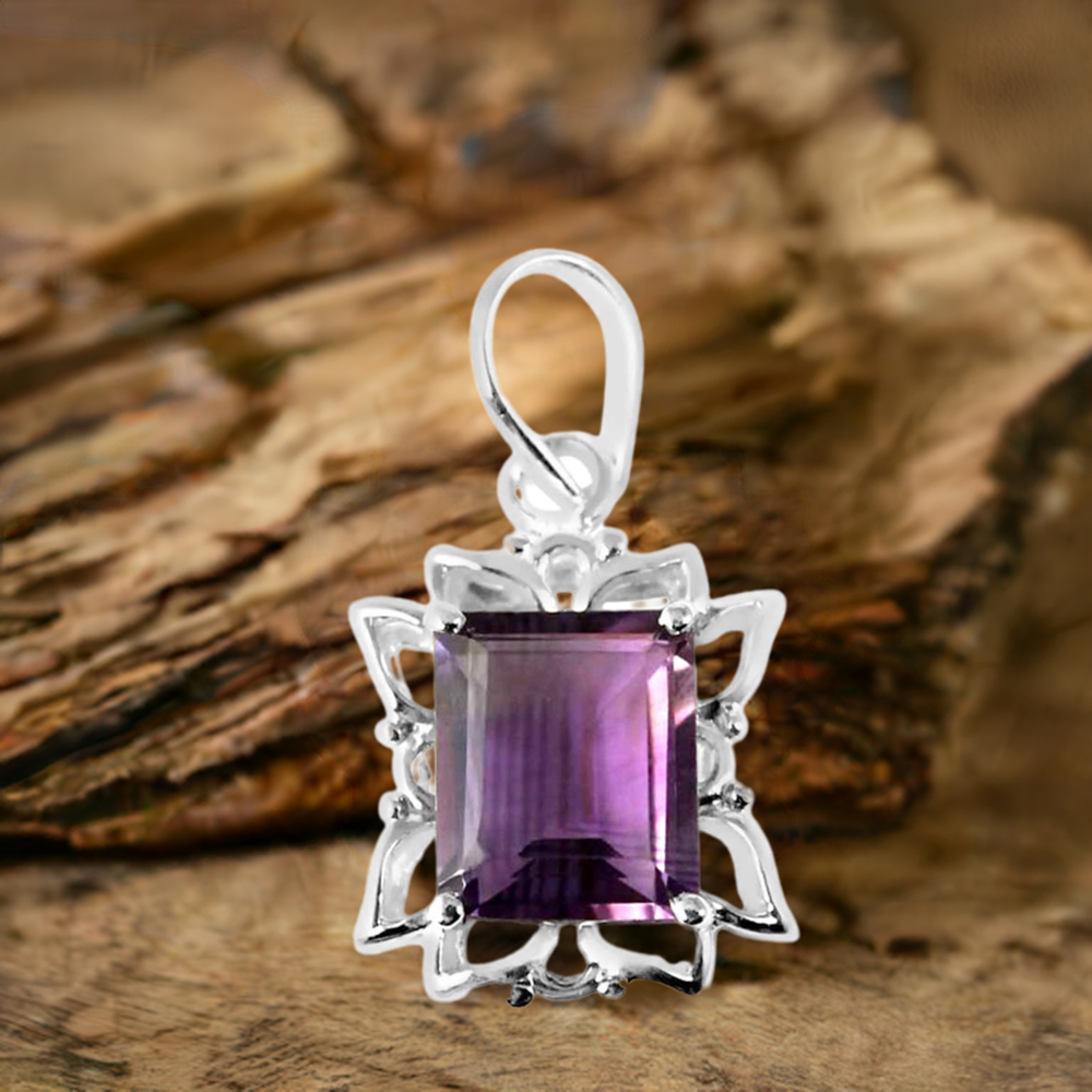 925 Sterling Silver Handmade Pendants In Amethyst Gemstone Jewelry 925SP239-1