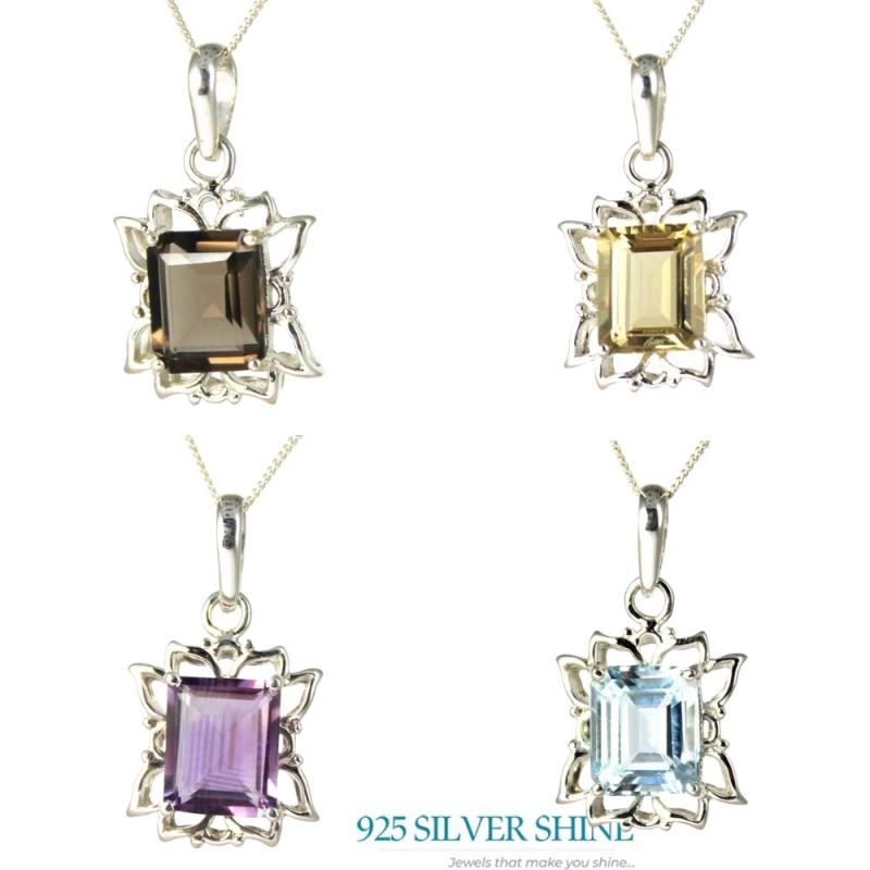 925 Sterling Silver Handmade Pendants In Amethyst Gemstone Jewelry 925SP239-1_2