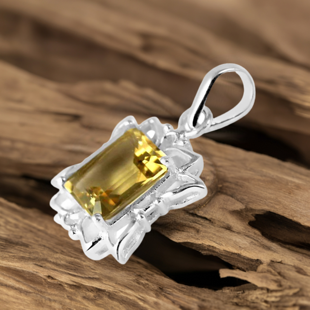 Fine Sterling Silver Pendants In Citrine Gemstone Jewelry 925SP239-3