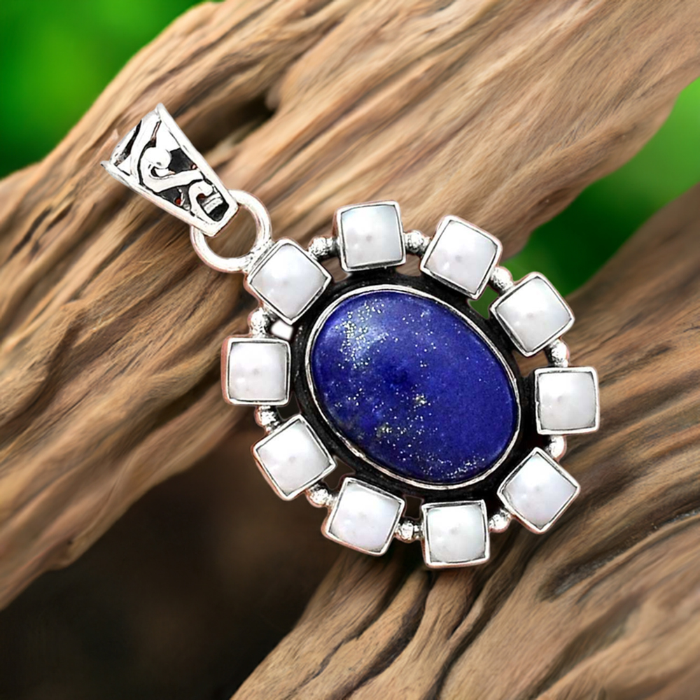 Fine Sterling Silver Pendants In Multi Gemstone Jewelry 925SP24-2