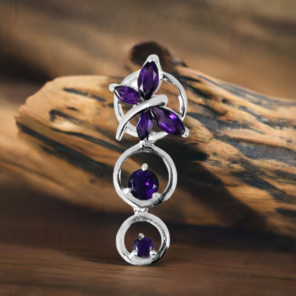 925 Sterling Silver Handmade Pendants In Amethyst Gemstone Jewelry 925SP240-2