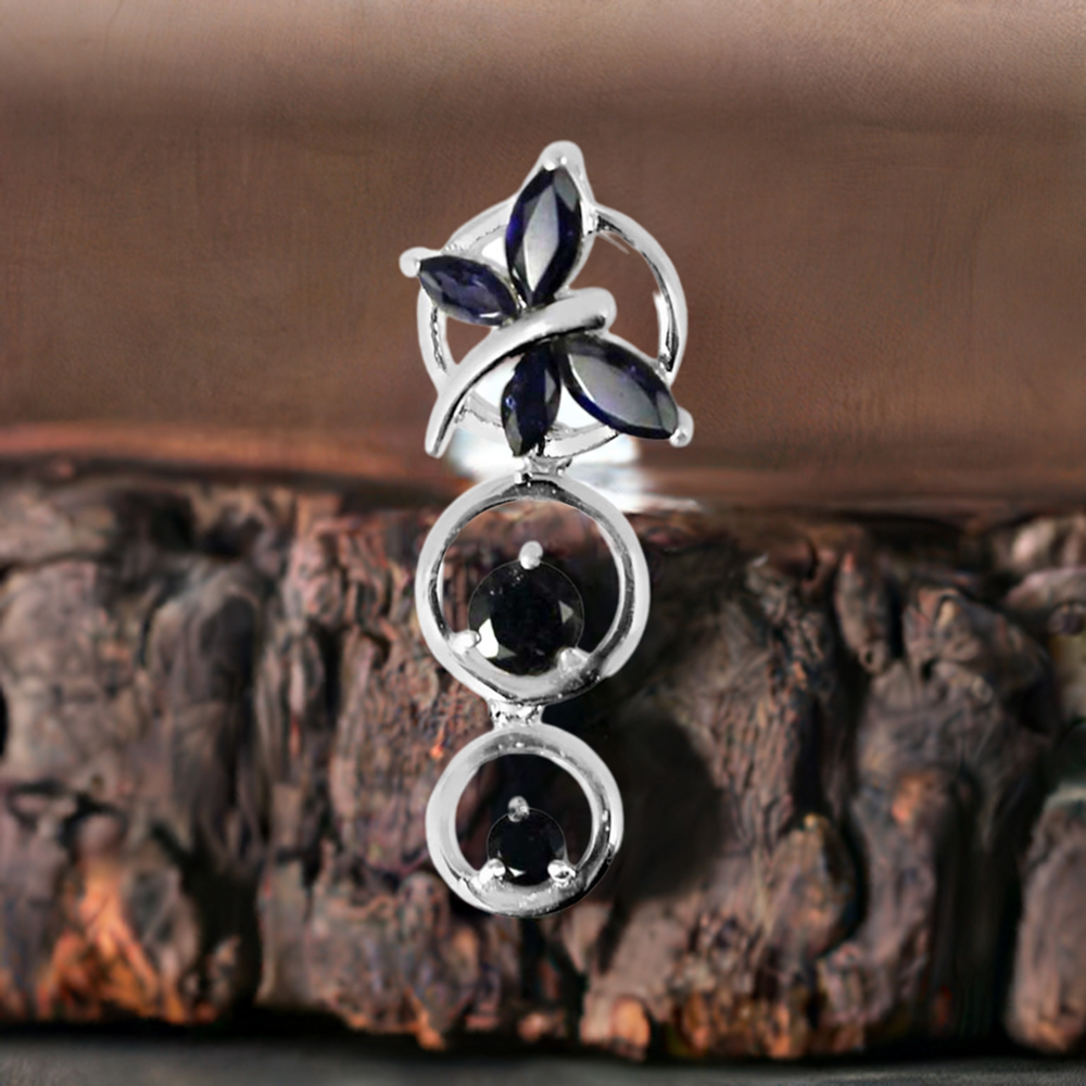 Fine Sterling Silver Pendants In Iolite Gemstone Jewelry 925SP240-4