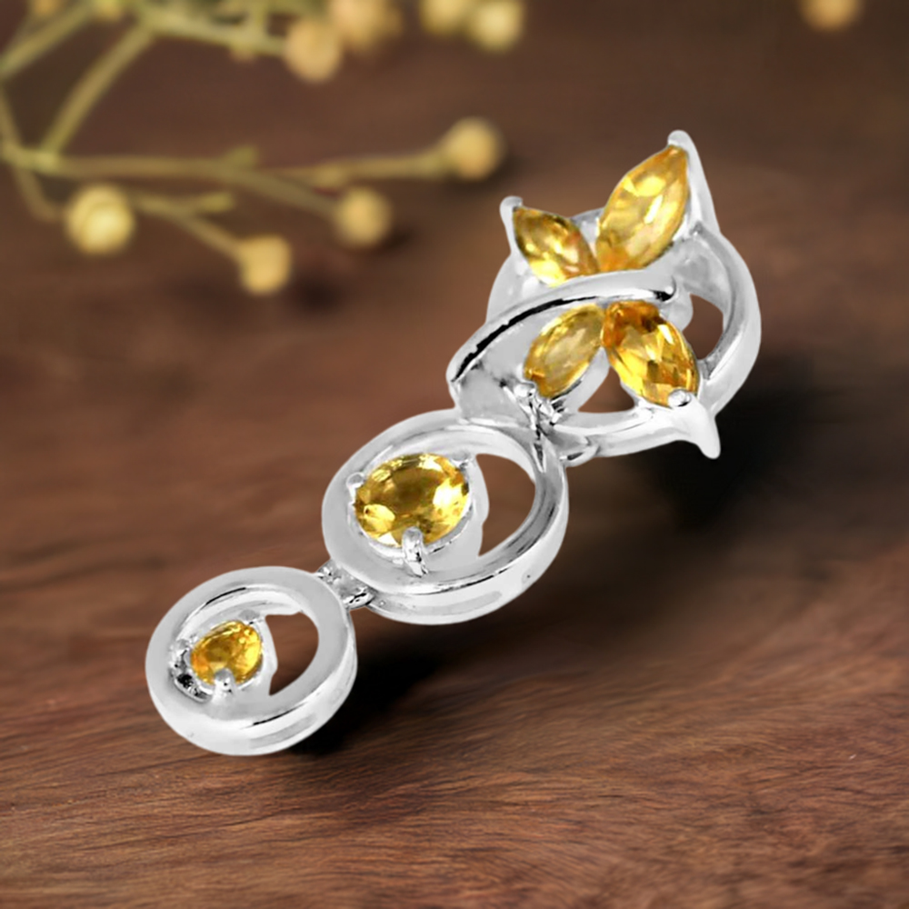 925 Solid Silver Pendants In Citrine Gemstone Jewelry 925SP240-5