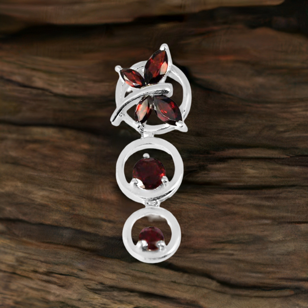 925 Fine Silver Pendants In Garnet Gemstone Jewelry 925SP240-6
