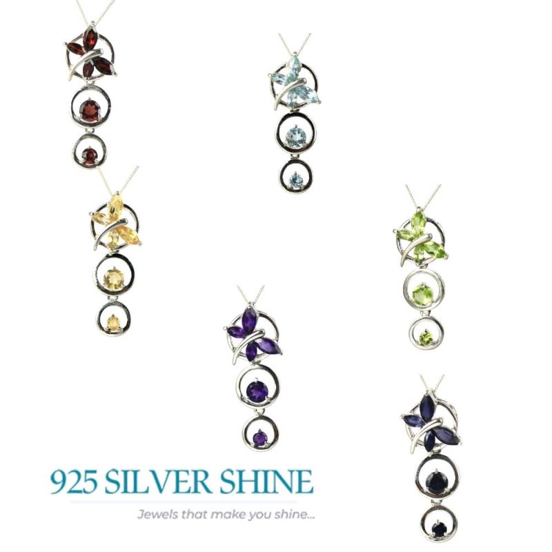 925 Fine Silver Pendants In Garnet Gemstone Jewelry 925SP240-6_2