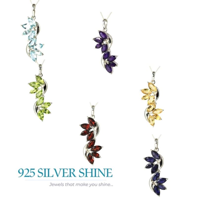 Garnet Gemstone Pendants In Solid Sterling Silver Jewelry 925SP241-2_2