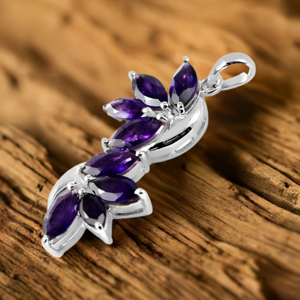 Amethyst Gemstone Pendants In 925 Solid Silver Jewelry 925SP241-4