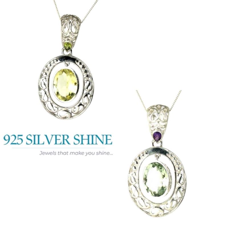 Lemon Quartz Gemstone Handmade Pendants In Solid Sterling Silver Jewelry 925SP242-1_2