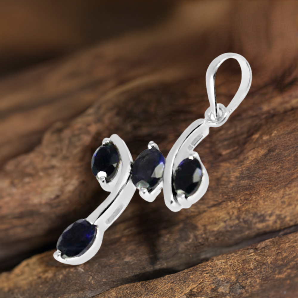 Iolite Gemstone Pendants In 925 Fine Silver Jewelry 925SP243-2