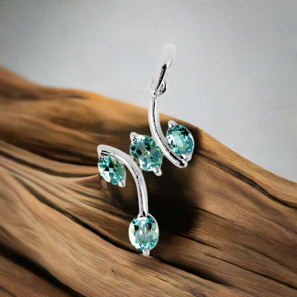 Blue Topaz Gemstone Handmade Pendants In 925 Sterling Silver Jewelry 925SP243-3