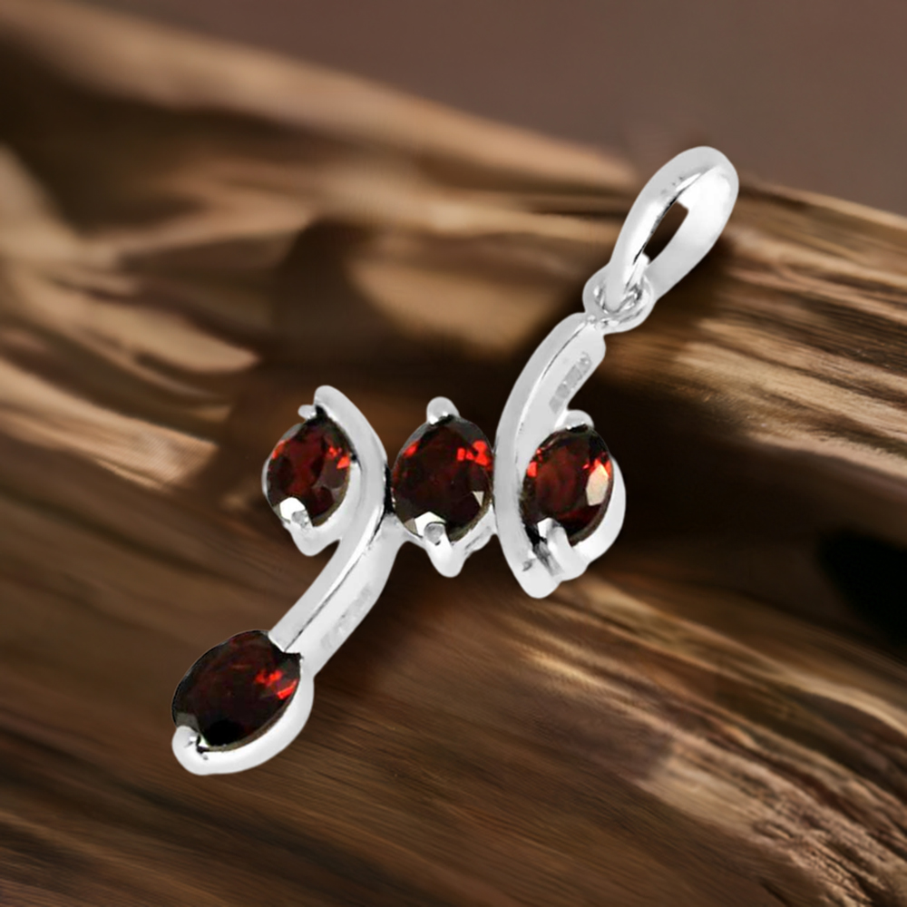 Garnet Gemstone Pendants In Fine Sterling Silver Jewelry 925SP243-5