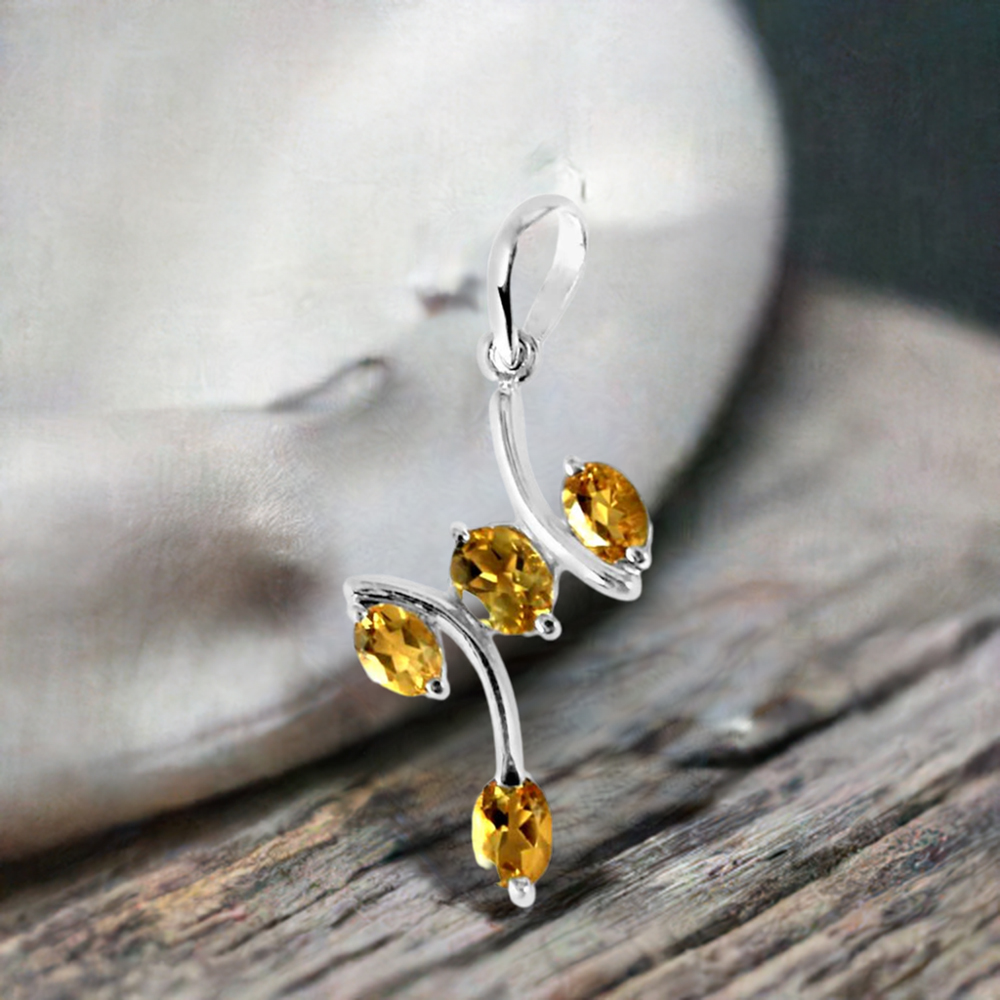 Citrine Gemstone Pendants In 925 Fine Silver Jewelry 925SP243-7